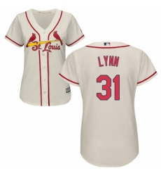 Women's Majestic St. Louis Cardinals #31 Lance Lynn Replica Cream Alternate Cool Base MLB Jersey Women's Majestic St. Louis Cardinals #31 Lance Lynn Replica Cream Alternate Cool Base MLB Jersey