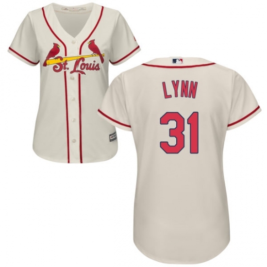 Women's Majestic St. Louis Cardinals #31 Lance Lynn Replica Cream Alternate Cool Base MLB Jersey Women's Majestic St. Louis Cardinals #31 Lance Lynn Replica Cream Alternate Cool Base MLB Jersey