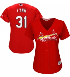 Women's Majestic St. Louis Cardinals #31 Lance Lynn Replica Red Alternate Cool Base MLB Jersey Women's Majestic St. Louis Cardinals #31 Lance Lynn Replica Red Alternate Cool Base MLB Jersey