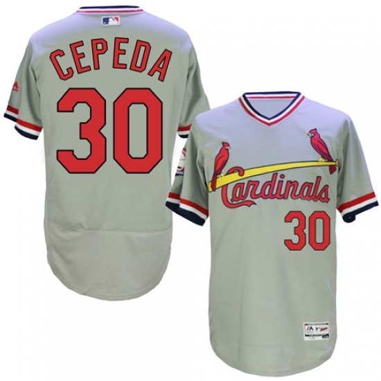 Men's Majestic St. Louis Cardinals #30 Orlando Cepeda Grey Flexbase Authentic Collection Cooperstown MLB Jersey Men's Majestic St. Louis Cardinals #30 Orlando Cepeda Grey Flexbase Authentic Collection Cooperstown MLB Jersey