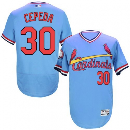 Men's Majestic St. Louis Cardinals #30 Orlando Cepeda Light Blue Flexbase Authentic Collection Cooperstown MLB Jersey Men's Majestic St. Louis Cardinals #30 Orlando Cepeda Light Blue Flexbase Authentic Collection Cooperstown MLB Jersey