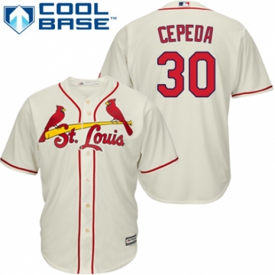 Men's Majestic St. Louis Cardinals #30 Orlando Cepeda Replica Cream Alternate Cool Base MLB Jersey Men's Majestic St. Louis Cardinals #30 Orlando Cepeda Replica Cream Alternate Cool Base MLB Jersey