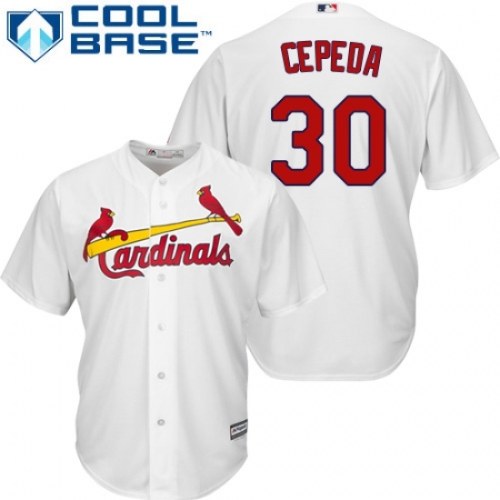 Men's Majestic St. Louis Cardinals #30 Orlando Cepeda Replica White Home Cool Base MLB Jersey Men's Majestic St. Louis Cardinals #30 Orlando Cepeda Replica White Home Cool Base MLB Jersey