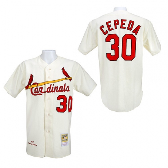 Men's Mitchell and Ness 1967 St. Louis Cardinals #30 Orlando Cepeda Replica Cream Throwback MLB Jersey Men's Mitchell and Ness 1967 St. Louis Cardinals #30 Orlando Cepeda Replica Cream Throwback MLB Jersey
