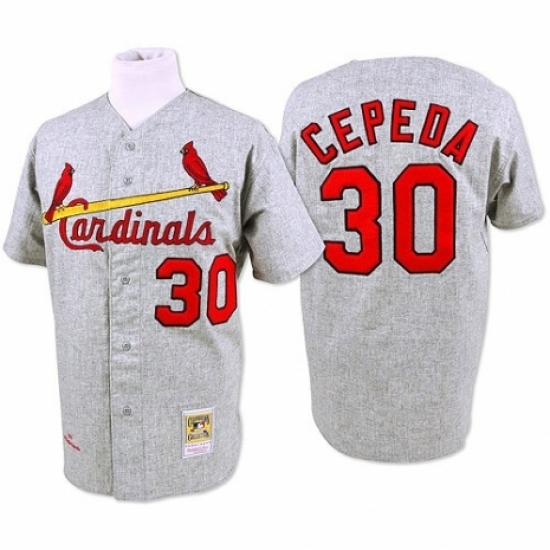 Men's Mitchell and Ness 1967 St. Louis Cardinals #30 Orlando Cepeda Replica Grey Throwback MLB Jersey Men's Mitchell and Ness 1967 St. Louis Cardinals #30 Orlando Cepeda Replica Grey Throwback MLB Jersey