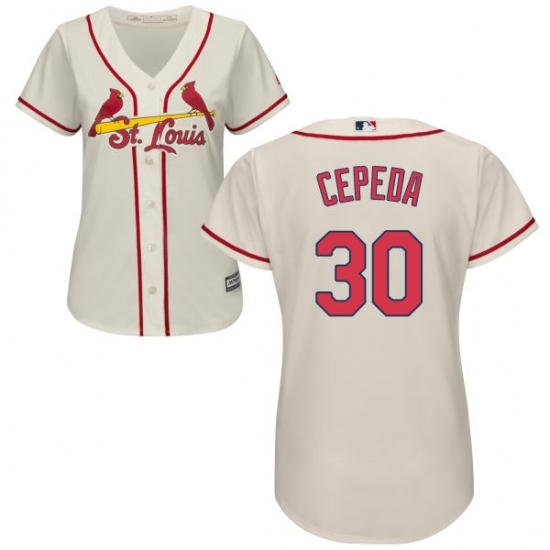 Women's Majestic St. Louis Cardinals #30 Orlando Cepeda Replica Cream Alternate Cool Base MLB Jersey Women's Majestic St. Louis Cardinals #30 Orlando Cepeda Replica Cream Alternate Cool Base MLB Jersey