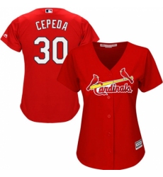 Women's Majestic St. Louis Cardinals #30 Orlando Cepeda Replica Red Alternate Cool Base MLB Jersey Women's Majestic St. Louis Cardinals #30 Orlando Cepeda Replica Red Alternate Cool Base MLB Jersey