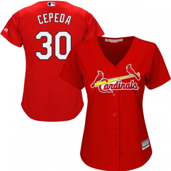 Women's Majestic St. Louis Cardinals #30 Orlando Cepeda Replica Red Alternate Cool Base MLB Jersey Women's Majestic St. Louis Cardinals #30 Orlando Cepeda Replica Red Alternate Cool Base MLB Jersey