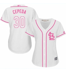 Women's Majestic St. Louis Cardinals #30 Orlando Cepeda Replica White Fashion Cool Base MLB Jersey Women's Majestic St. Louis Cardinals #30 Orlando Cepeda Replica White Fashion Cool Base MLB Jersey
