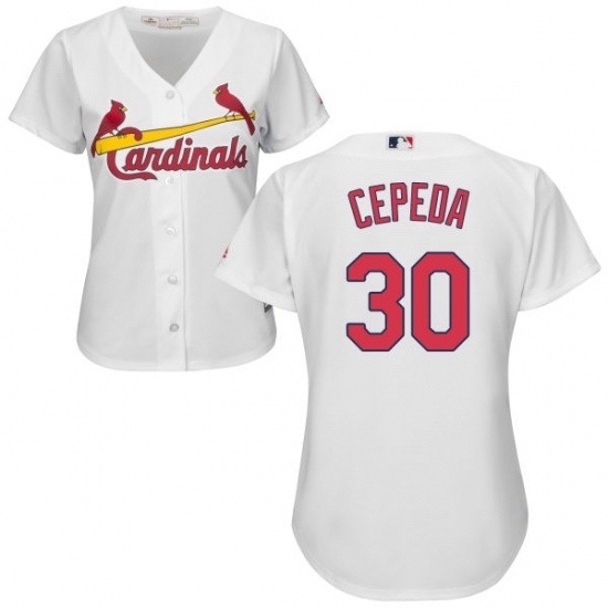 Women's Majestic St. Louis Cardinals #30 Orlando Cepeda Replica White Home Cool Base MLB Jersey Women's Majestic St. Louis Cardinals #30 Orlando Cepeda Replica White Home Cool Base MLB Jersey