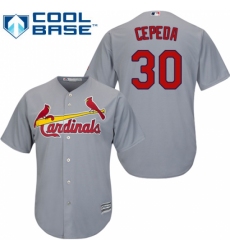 Youth Majestic St. Louis Cardinals #30 Orlando Cepeda Replica Grey Road Cool Base MLB Jersey Youth Majestic St. Louis Cardinals #30 Orlando Cepeda Replica Grey Road Cool Base MLB Jersey
