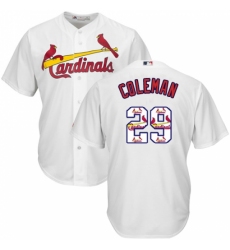 Men's Majestic St. Louis Cardinals #29 Vince Coleman Authentic White Team Logo Fashion Cool Base MLB Jersey