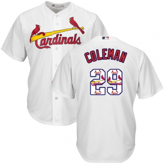 Men's Majestic St. Louis Cardinals #29 Vince Coleman Authentic White Team Logo Fashion Cool Base MLB Jersey Men's Majestic St. Louis Cardinals #29 Vince Coleman Authentic White Team Logo Fashion Cool Base MLB Jersey