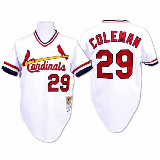Men's Mitchell and Ness St. Louis Cardinals #29 Vince Coleman Replica White Throwback MLB Jersey Men's Mitchell and Ness St. Louis Cardinals #29 Vince Coleman Replica White Throwback MLB Jersey