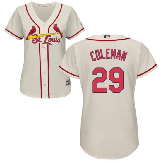 Women's Majestic St. Louis Cardinals #29 Vince Coleman Authentic Cream Alternate Cool Base MLB Jersey Women's Majestic St. Louis Cardinals #29 Vince Coleman Authentic Cream Alternate Cool Base MLB Jersey