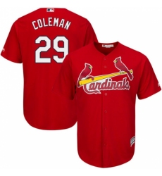Youth Majestic St. Louis Cardinals #29 Vince Coleman Authentic Red Alternate Cool Base MLB Jersey