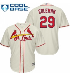 Youth Majestic St. Louis Cardinals #29 Vince Coleman Replica Cream Alternate Cool Base MLB Jersey