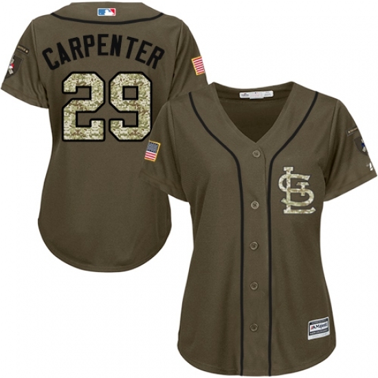 Women's Majestic St. Louis Cardinals #29 Chris Carpenter Replica Green Salute to Service MLB Jersey Women's Majestic St. Louis Cardinals #29 Chris Carpenter Replica Green Salute to Service MLB Jersey