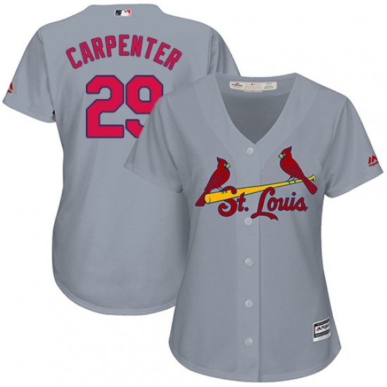 Women's Majestic St. Louis Cardinals #29 Chris Carpenter Replica Grey Road Cool Base MLB Jersey Women's Majestic St. Louis Cardinals #29 Chris Carpenter Replica Grey Road Cool Base MLB Jersey
