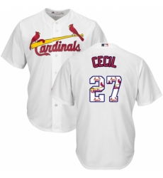 Men's Majestic St. Louis Cardinals #27 Brett Cecil Authentic White Team Logo Fashion Cool Base MLB Jersey