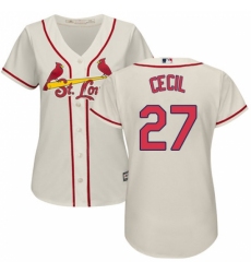 Women's Majestic St. Louis Cardinals #27 Brett Cecil Replica Cream Alternate Cool Base MLB Jersey