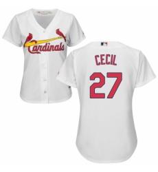 Women's Majestic St. Louis Cardinals #27 Brett Cecil Replica White Home Cool Base MLB Jersey