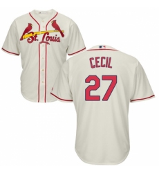 Youth Majestic St. Louis Cardinals #27 Brett Cecil Authentic Cream Alternate Cool Base MLB Jersey
