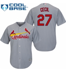Youth Majestic St. Louis Cardinals #27 Brett Cecil Authentic Grey Road Cool Base MLB Jersey