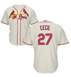 Youth Majestic St. Louis Cardinals #27 Brett Cecil Replica Cream Alternate Cool Base MLB Jersey