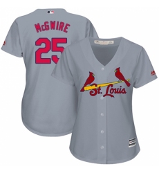 Women's Majestic St. Louis Cardinals #25 Mark McGwire Replica Grey Road Cool Base MLB Jersey Women's Majestic St. Louis Cardinals #25 Mark McGwire Replica Grey Road Cool Base MLB Jersey