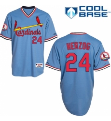 Men's Majestic St. Louis Cardinals #24 Whitey Herzog Authentic Blue 1982 Turn Back The Clock MLB Jersey