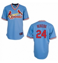 Men's Majestic St. Louis Cardinals #24 Whitey Herzog Replica Blue Cooperstown Throwback MLB Jersey