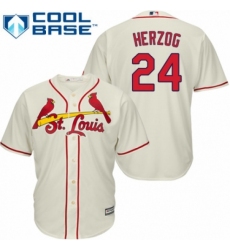 Men's Majestic St. Louis Cardinals #24 Whitey Herzog Replica Cream Alternate Cool Base MLB Jersey