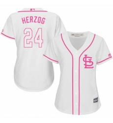 Women's Majestic St. Louis Cardinals #24 Whitey Herzog Authentic White Fashion Cool Base MLB Jersey