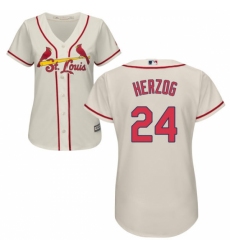 Women's Majestic St. Louis Cardinals #24 Whitey Herzog Replica Cream Alternate Cool Base MLB Jersey