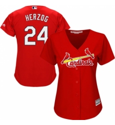 Women's Majestic St. Louis Cardinals #24 Whitey Herzog Replica Red Alternate Cool Base MLB Jersey