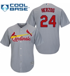 Youth Majestic St. Louis Cardinals #24 Whitey Herzog Authentic Grey Road Cool Base MLB Jersey