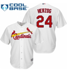 Youth Majestic St. Louis Cardinals #24 Whitey Herzog Authentic White Home Cool Base MLB Jersey