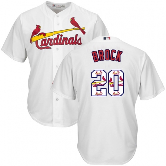 Men's Majestic St. Louis Cardinals #20 Lou Brock Authentic White Team Logo Fashion Cool Base MLB Jersey Men's Majestic St. Louis Cardinals #20 Lou Brock Authentic White Team Logo Fashion Cool Base MLB Jersey