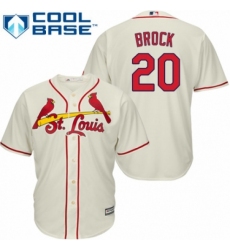 Men's Majestic St. Louis Cardinals #20 Lou Brock Replica Cream Alternate Cool Base MLB Jersey Men's Majestic St. Louis Cardinals #20 Lou Brock Replica Cream Alternate Cool Base MLB Jersey