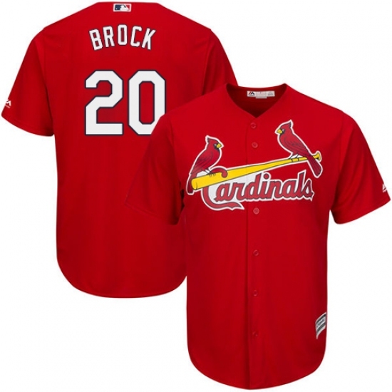 Men's Majestic St. Louis Cardinals #20 Lou Brock Replica Red Alternate Cool Base MLB Jersey Men's Majestic St. Louis Cardinals #20 Lou Brock Replica Red Alternate Cool Base MLB Jersey