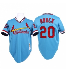 Men's Mitchell and Ness St. Louis Cardinals #20 Lou Brock Replica Blue Throwback MLB Jersey Men's Mitchell and Ness St. Louis Cardinals #20 Lou Brock Replica Blue Throwback MLB Jersey