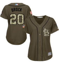 Women's Majestic St. Louis Cardinals #20 Lou Brock Authentic Green Salute to Service MLB Jersey Women's Majestic St. Louis Cardinals #20 Lou Brock Authentic Green Salute to Service MLB Jersey