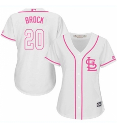 Women's Majestic St. Louis Cardinals #20 Lou Brock Authentic White Fashion Cool Base MLB Jersey