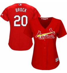 Women's Majestic St. Louis Cardinals #20 Lou Brock Replica Red Alternate Cool Base MLB Jersey Women's Majestic St. Louis Cardinals #20 Lou Brock Replica Red Alternate Cool Base MLB Jersey