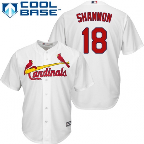 Men's Majestic St. Louis Cardinals #18 Mike Shannon Replica White Home Cool Base MLB Jersey Men's Majestic St. Louis Cardinals #18 Mike Shannon Replica White Home Cool Base MLB Jersey