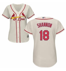 Women's Majestic St. Louis Cardinals #18 Mike Shannon Replica Cream Alternate Cool Base MLB Jersey Women's Majestic St. Louis Cardinals #18 Mike Shannon Replica Cream Alternate Cool Base MLB Jersey