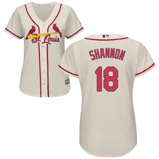 Women's Majestic St. Louis Cardinals #18 Mike Shannon Replica Cream Alternate Cool Base MLB Jersey Women's Majestic St. Louis Cardinals #18 Mike Shannon Replica Cream Alternate Cool Base MLB Jersey