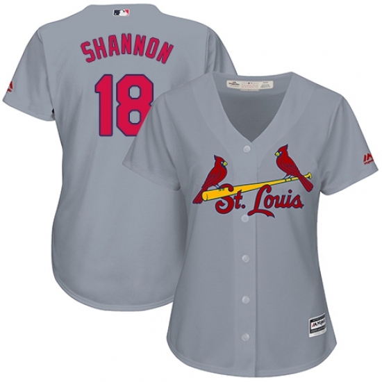 Women's Majestic St. Louis Cardinals #18 Mike Shannon Replica Grey Road Cool Base MLB Jersey Women's Majestic St. Louis Cardinals #18 Mike Shannon Replica Grey Road Cool Base MLB Jersey