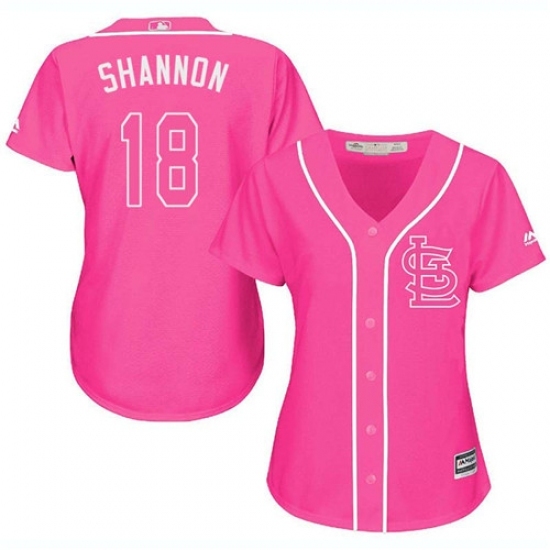 Women's Majestic St. Louis Cardinals #18 Mike Shannon Replica Pink Fashion Cool Base MLB Jersey Women's Majestic St. Louis Cardinals #18 Mike Shannon Replica Pink Fashion Cool Base MLB Jersey